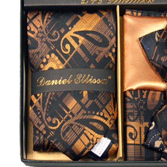 6 Piece Black Copper Necktie & Bow Tie Set